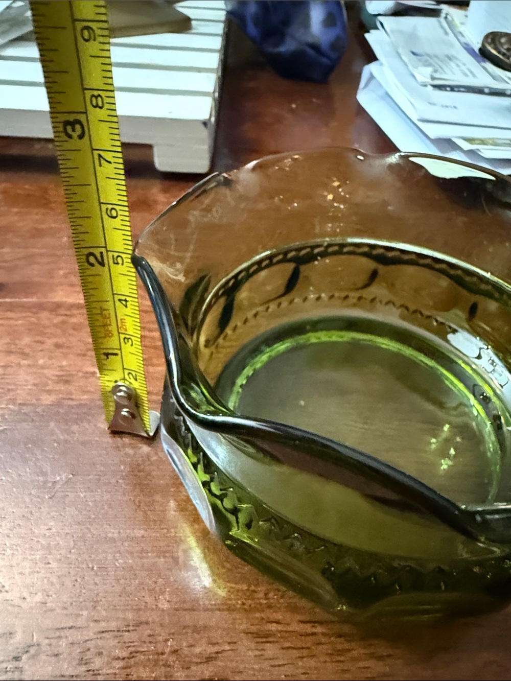 Indiana Glass Olive Green thumbprint Glass Bowl vintage candy dish - Picture 3 of 3